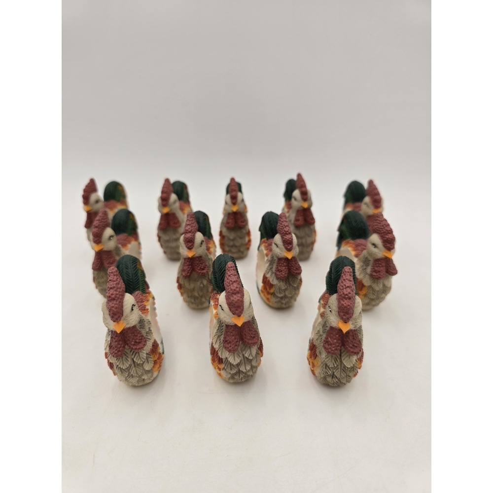 Lot Of 12 Rooster Napkin Ring Holders Resin Country Chicken Bird Set